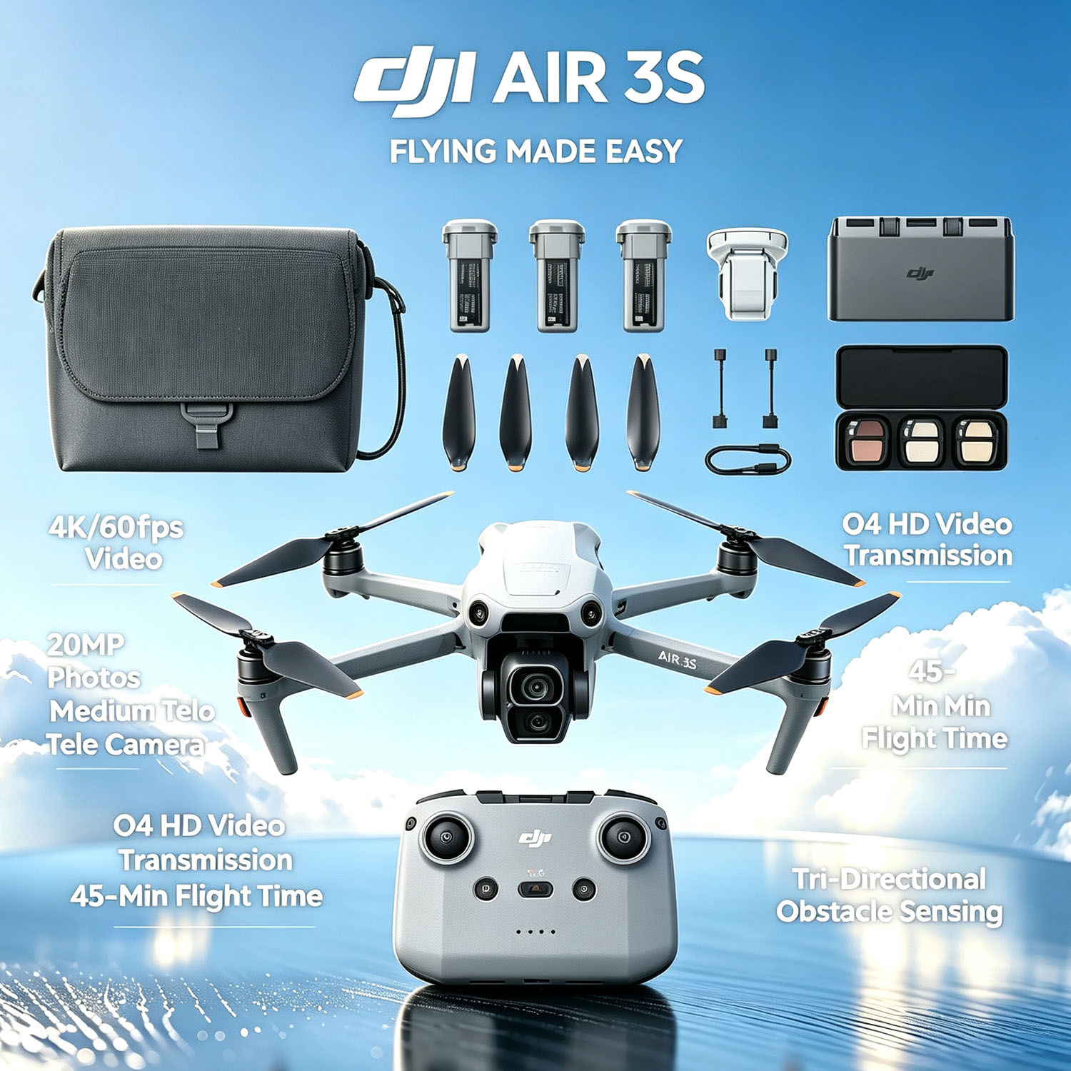 Drone Battery 3S - Open Box-DJI Air 3S Fly More